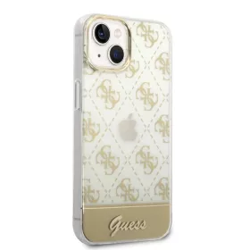 iPhone 14 Plus Guess PC/TPU Peony Glitter Script Logo tok arany (GUHCP-3666339090517 1 kép