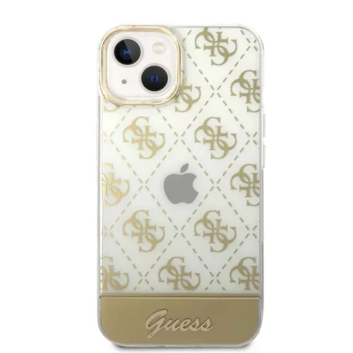 iPhone 14 Plus Guess PC/TPU Peony Glitter Script Logo tok arany (GUHCP-3666339090517 3 kép