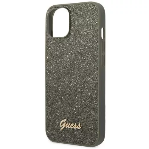 iPhone 14 Plus Guess PC/TPU Glitter Flakes Metal Logo tok zöld (GUHCP-3666339065171 3 kép