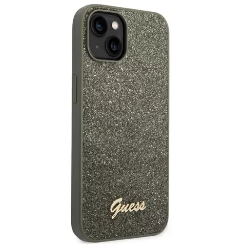 iPhone 14 Plus Guess PC/TPU Glitter Flakes Metal Logo tok zöld (GUHCP-3666339065171 4 kép