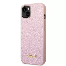 iPhone 14 Plus Guess PC/TPU Glitter Flakes Metal Logo tok rózsaszín -3666339065058 4 kép