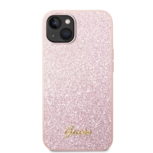iPhone 14 Plus Guess PC/TPU Glitter Flakes Metal Logo tok rózsaszín -3666339065058 2 kép