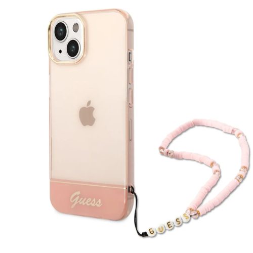 iPhone 14 Guess PC/TPU Camera Outline Translucent tok karpánttal róz-3666339064280 1 kép