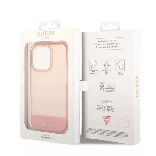 iPhone 14 Pro Max Guess PC/TPU Camera Outline Translucent tok rózsasz-3666339088378 3 kép