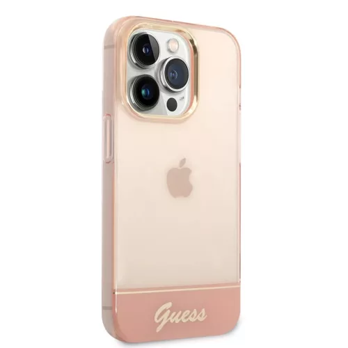 iPhone 14 Pro Max Guess PC/TPU Camera Outline Translucent tok rózsasz-3666339088378 5 kép