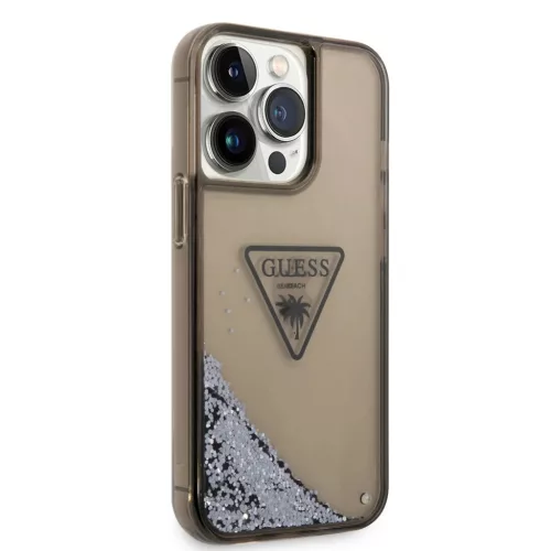 iPhone 14 Pro Max Guess PC/TPU Liquid Glitter Triangle Logo tok fekete-3666339064679 6 kép