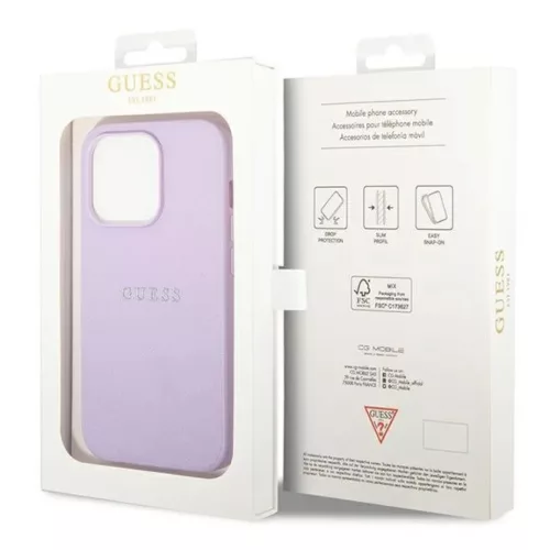 iPhone 14 Pro Max Guess PU Leather Saffiano tok lila (GUHCP14XPSASBPU)-3666339088651 3 kép