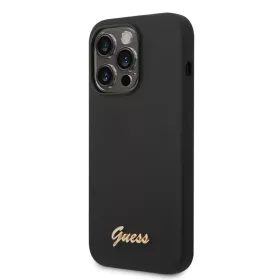 iPhone 14 Pro Max Guess Liquid Silicone Metal Logo tok fekete (GUHCP14-3666339064914 4 kép