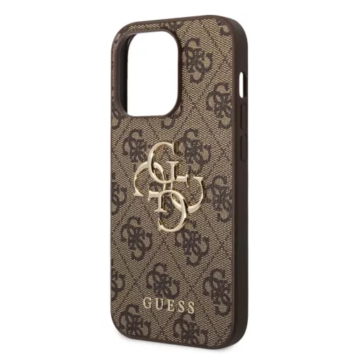 iPhone 15 Pro Guess PU 4G Metal Logo tok barna (GUHCP15L4GMGBR)-3666339171520 4 kép