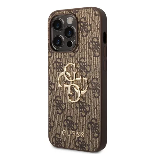 iPhone 15 Pro Guess PU 4G Metal Logo tok barna (GUHCP15L4GMGBR)-3666339171520 6 kép