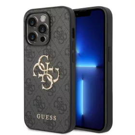   iPhone 15 Pro Guess PU 4G Metal Logo tok szürke (GUHCP15L4GMGGR)