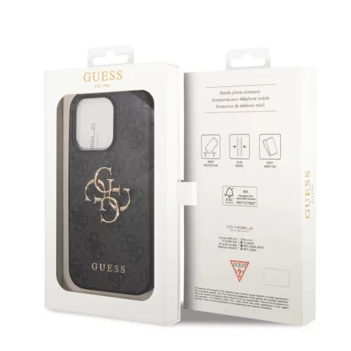iPhone 15 Pro Guess PU 4G Metal Logo tok szürke (GUHCP15L4GMGGR)-3666339171568 4 kép