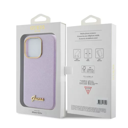 iPhone 15 Pro Guess PU Glitter Full Wrapped tok lila (GUHCP15LPGMCSL)-3666339155360 5 kép