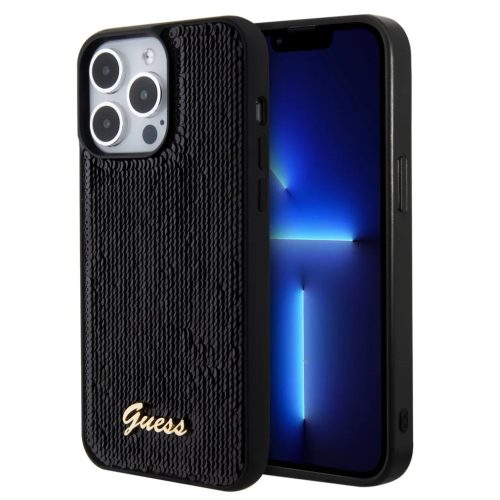 iPhone 15 Pro Guess Sequin Script Logo tok fekete (GUHCP15LPSFDGSK)-3666339172893 4 kép