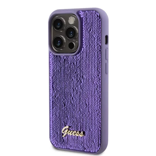 iPhone 15 Pro Guess Sequin Script Logo tok lila (GUHCP15LPSFDGSU)-3666339176242 2 kép