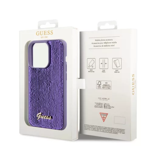 iPhone 15 Pro Guess Sequin Script Logo tok lila (GUHCP15LPSFDGSU)-3666339176242 4 kép