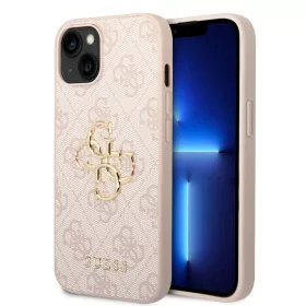   iPhone 15 Guess PU 4G Metal Logo telefontok rózsaszín (GUHCP15S4GMGPI)