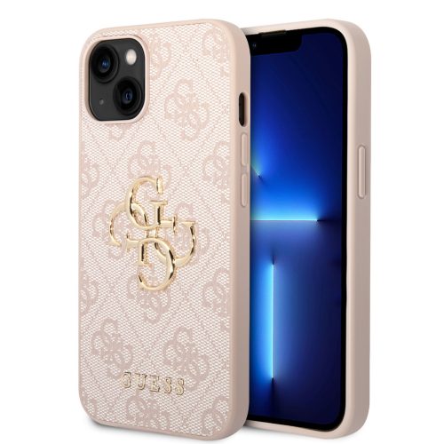 iPhone 15 Guess PU 4G Metal Logo telefontok rózsaszín (GUHCP15S4GMGP-3666339171582 6 kép