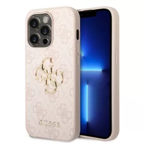   iPhone 15 Pro Max Guess PU 4G Metal Logo tok, telefontok rózsaszín (GUHCP15X4GMGPI)