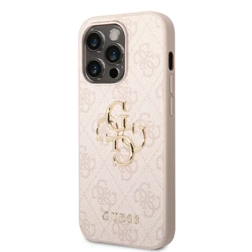 iPhone 15 Pro Max Guess PU 4G Metal Logo tok, telefontok rózsaszín (-3666339171612 2 kép