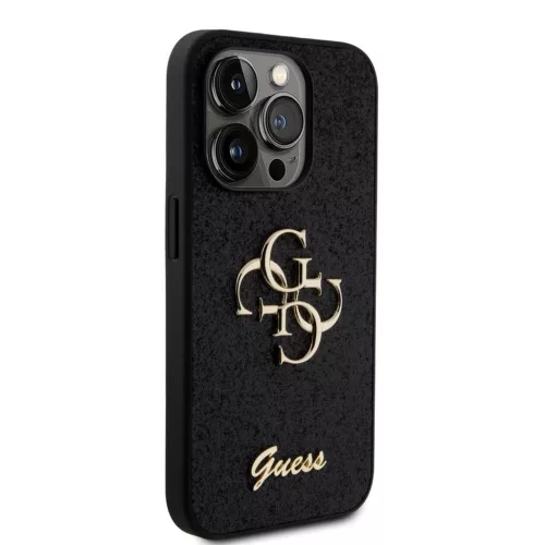 iPhone 15 Pro Max Guess PU Fixed Glitter 4G Metal Logo telefontok feke-3666339147396 4 kép