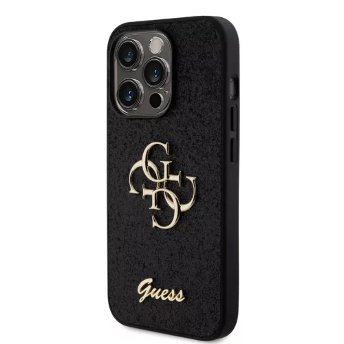 iPhone 15 Pro Max Guess PU Fixed Glitter 4G Metal Logo telefontok feke-3666339147396 8 kép