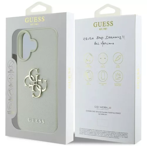  iPhone 16 6,1"-hoz Zöld Guess Keménytok PU Grained Nagy 4G és Klas-3666339424978 8 kép