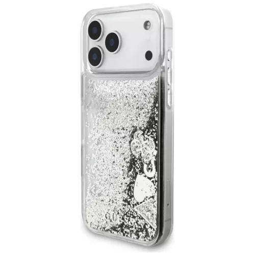 iPhone 17 Pro Guess Folyékony Csillogó Amulett Tok Ezüst-3666339553449 2 kép