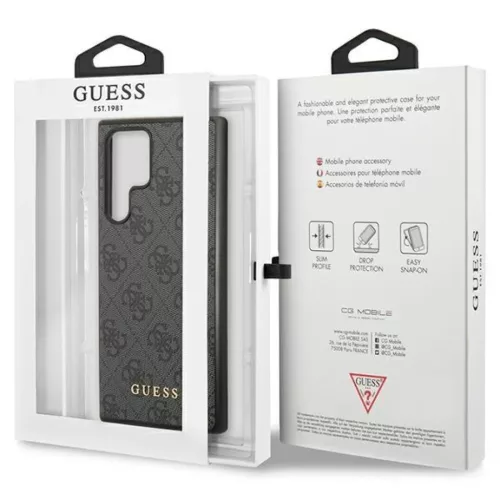 Samsung Galaxy S23 Ultra Guess 4G Metal Gold Logo tok szürke (GUHCS23-3666339116972 5 kép