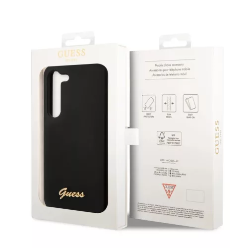 Samsung Galaxy S23 Guess Liquid Silicone Metal Logo tok fekete (GUHCS2-3666339114817 6 kép
