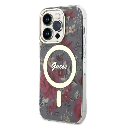 iPhone 14 Pro Guess PC/TPU Flowers IML MagSafe kompatibilis tok (GUHMP-3666339115616 1 kép
