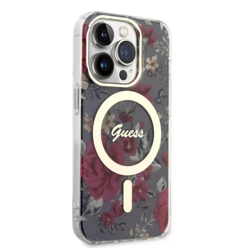 iPhone 14 Pro Guess PC/TPU Flowers IML MagSafe kompatibilis tok (GUHMP-3666339115616 4 kép