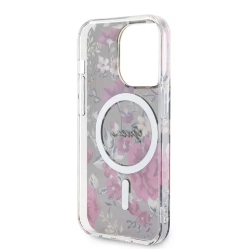 iPhone 14 Pro Guess PC/TPU Flowers IML MagSafe kompatibilis tok (GUHMP-3666339115616 5 kép
