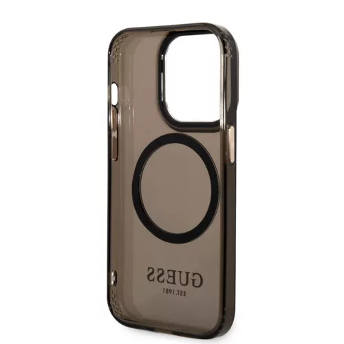 iPhone 14 Pro Guess Translucent MagSafe kompatibilis tok fekete (GUHMP-3666339069605 6 kép