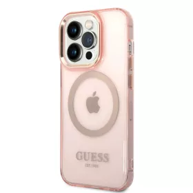 iPhone 14 Pro Guess Translucent MagSafe kompatibilis tok rózsaszín (-3666339069681 1 kép