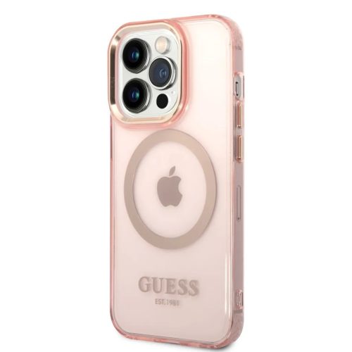 iPhone 14 Pro Guess Translucent MagSafe kompatibilis tok rózsaszín (-3666339069681 1 kép