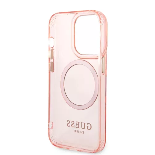 iPhone 14 Pro Guess Translucent MagSafe kompatibilis tok rózsaszín (-3666339069681 4 kép