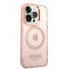 iPhone 14 Pro Guess Translucent MagSafe kompatibilis tok rózsaszín (-3666339069681 5 kép