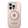 iPhone 14 Pro Guess Translucent MagSafe kompatibilis tok rózsaszín (-3666339069681 6 kép