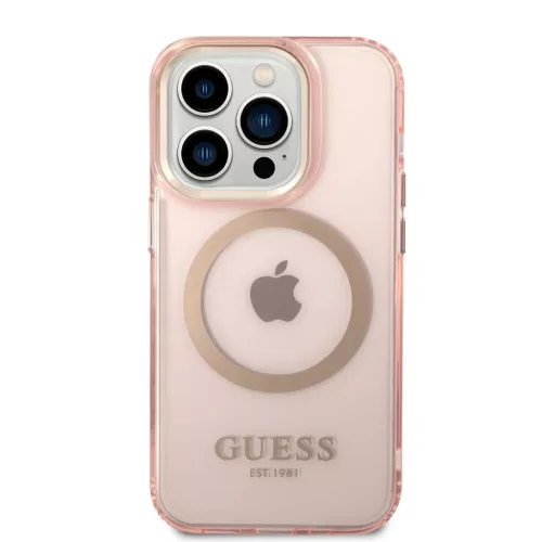 iPhone 14 Pro Guess Translucent MagSafe kompatibilis tok rózsaszín (-3666339069681 6 kép