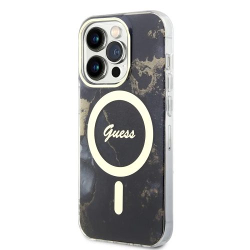 iPhone 14 Pro Guess Marble IML MagSafe kompatibilis tok fekete (GUHMP1-3666339115777 1 kép
