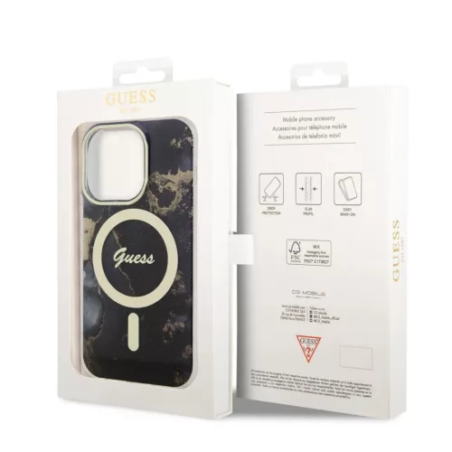 iPhone 14 Pro Guess Marble IML MagSafe kompatibilis tok fekete (GUHMP1-3666339115777 2 kép