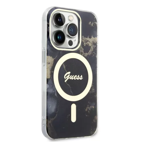 iPhone 14 Pro Guess Marble IML MagSafe kompatibilis tok fekete (GUHMP1-3666339115777 5 kép