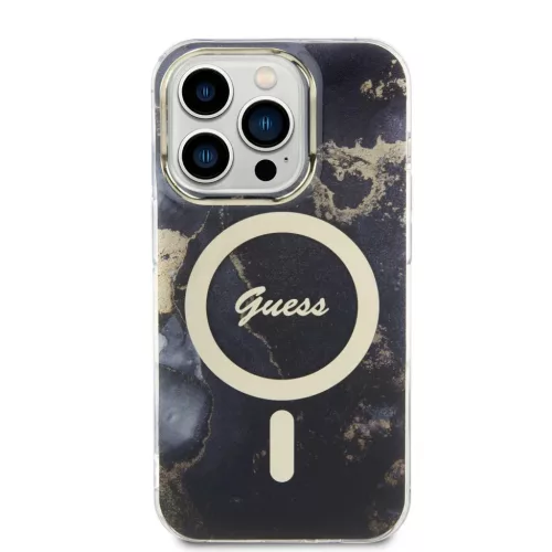 iPhone 14 Pro Guess Marble IML MagSafe kompatibilis tok fekete (GUHMP1-3666339115777 6 kép