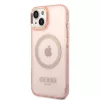 iPhone 14 Plus Guess Translucent MagSafe kompatibilis tok rózsaszín -3666339069674 1 kép
