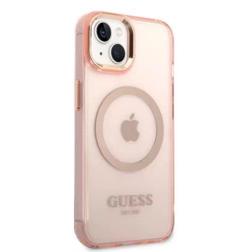 iPhone 14 Plus Guess Translucent MagSafe kompatibilis tok rózsaszín -3666339069674 2 kép