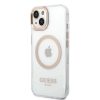 iPhone 14 Plus Guess Transparent MagSafe kompatibilis tok arany (GUHMP-3666339069711 1 kép