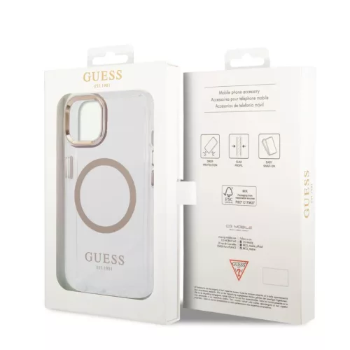 iPhone 14 Plus Guess Transparent MagSafe kompatibilis tok arany (GUHMP-3666339069711 4 kép