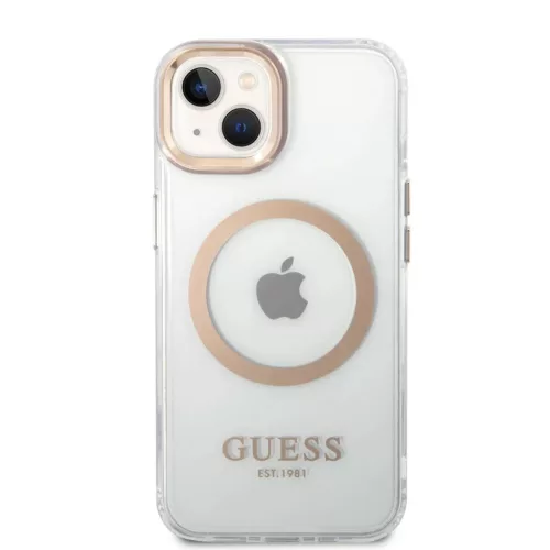 iPhone 14 Plus Guess Transparent MagSafe kompatibilis tok arany (GUHMP-3666339069711 5 kép