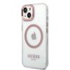 iPhone 14 Plus Guess Transparent MagSafe kompatibilis tok rózsaszín -3666339069759 1 kép